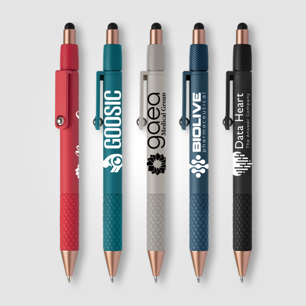 Nora Kugelschreiber mit Fidget-Relax-Funktion und Stylus aus recyceltem Kunststoff