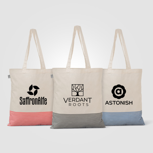 Aro Tragetasche mit Micro-Streifen aus 170 g/m²recycelter Baumwolle - 9,7 L