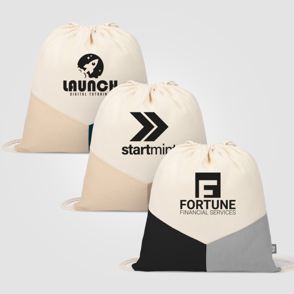 Triad - Mehrfarbige Kordelzugtasche aus recycelter Baumwolle