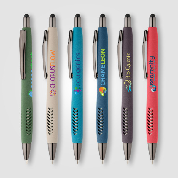 Avalon Kugelschreiber mit Stylus in Steinoptik aus recyceltem Kunststoff