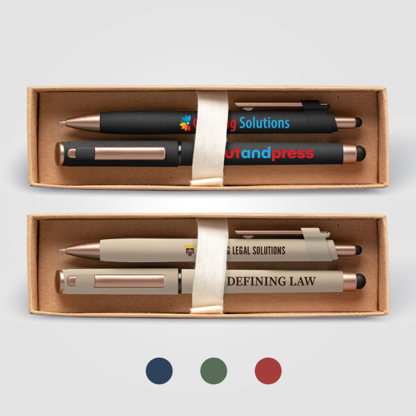 York Kugelschreiber-Geschenkset mit  bronzefarbenen Akzenten aus recyceltem Kunststoff