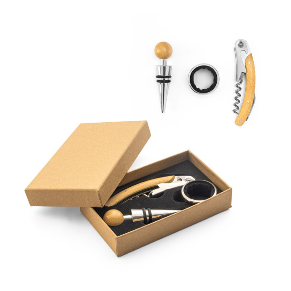 SAVORY. Weinset aus Bambus und Edelstahl